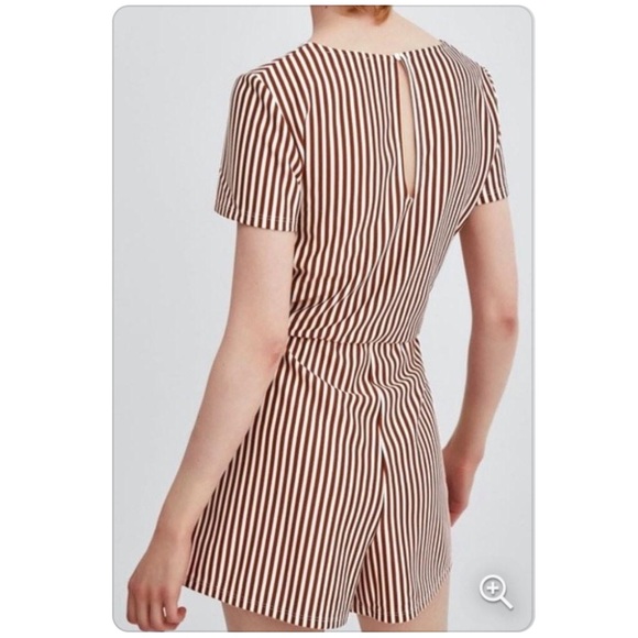 Zara V Neck Tie Front Brick Romper - Picture 2 of 6